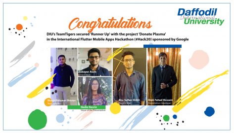 DIU’s TeamTigers secured 'Runner Up' with the project 'Donate Plasma' in #Hack20
